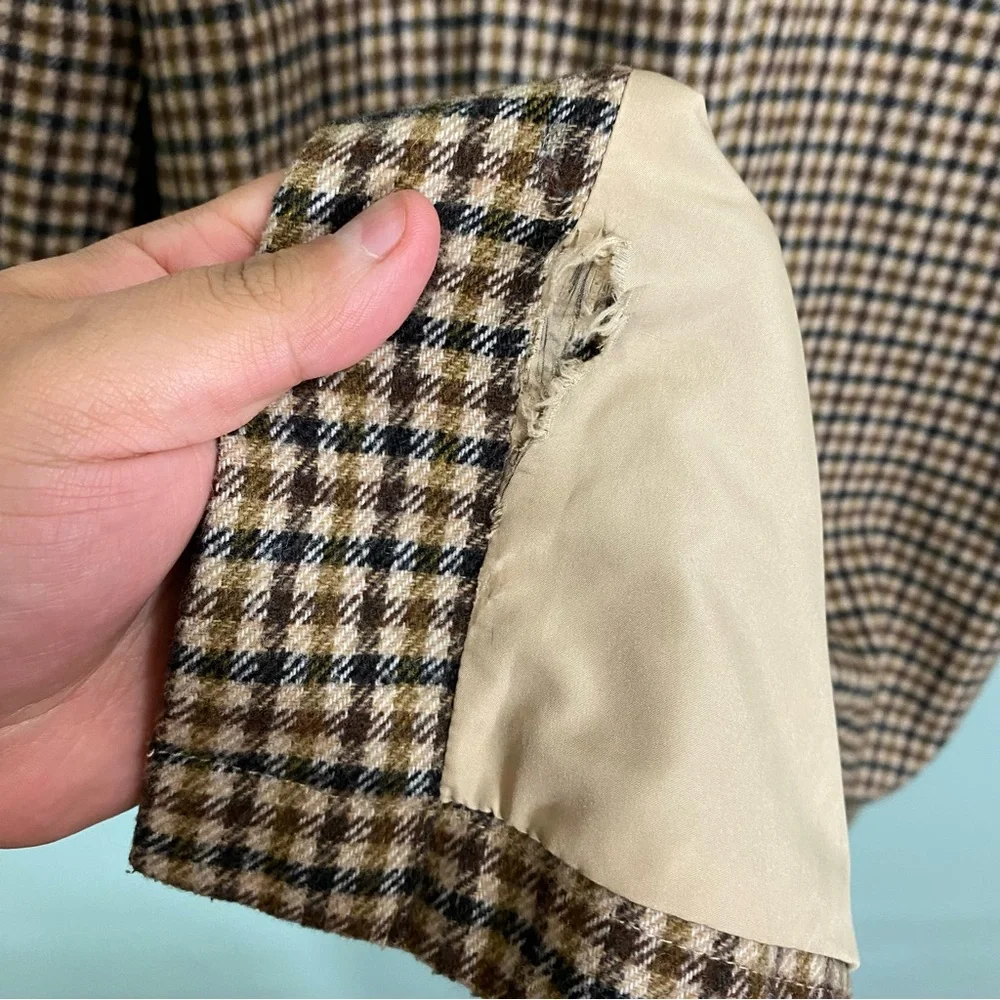 Anthropologie If By Sea Menswear‎ Plaid Overcoat City Coat Brown Academia Small - Picture 11 of 13